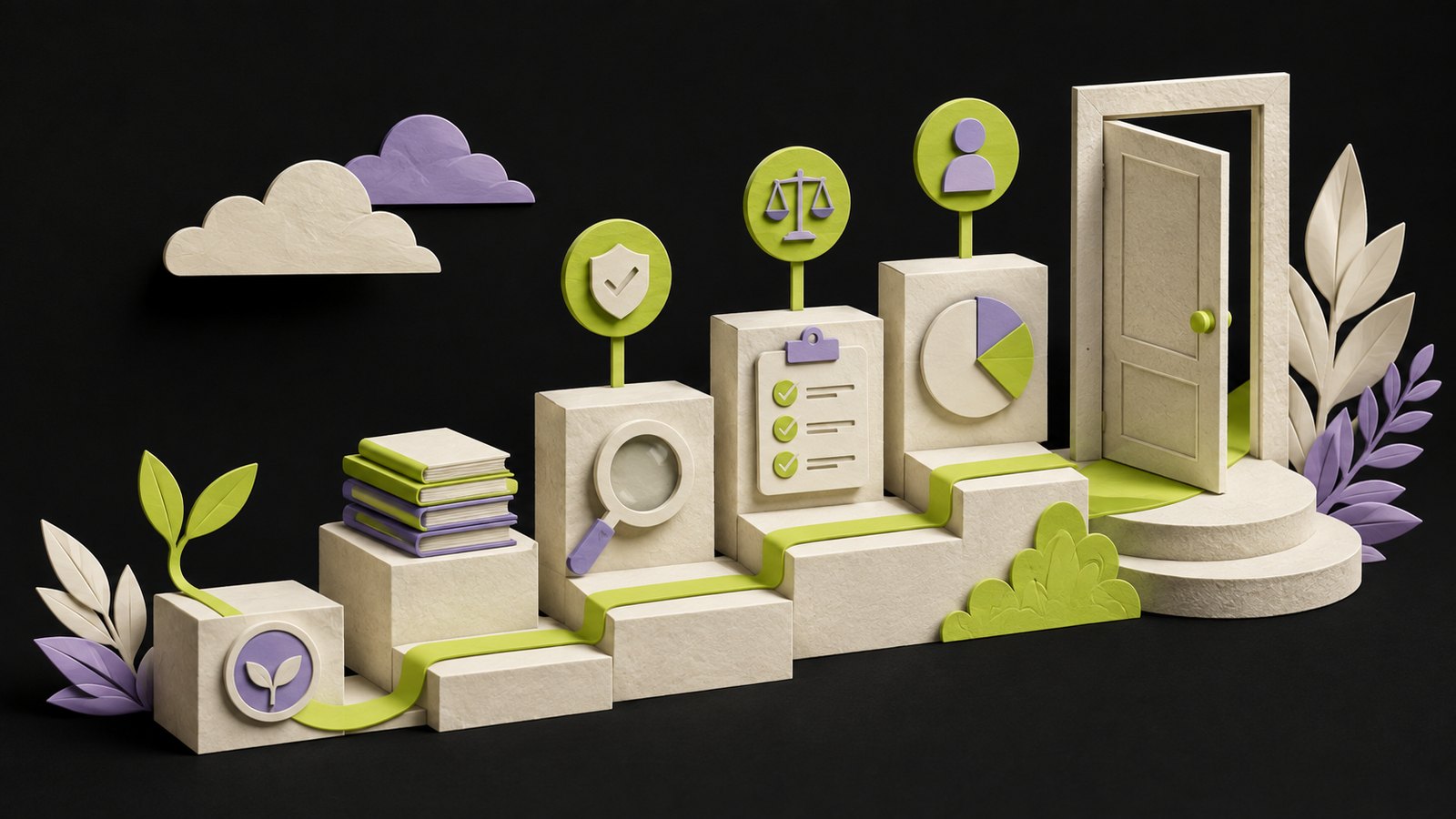 An editorial illustration of a finance course built from evidence, exercises, and transparent expectations